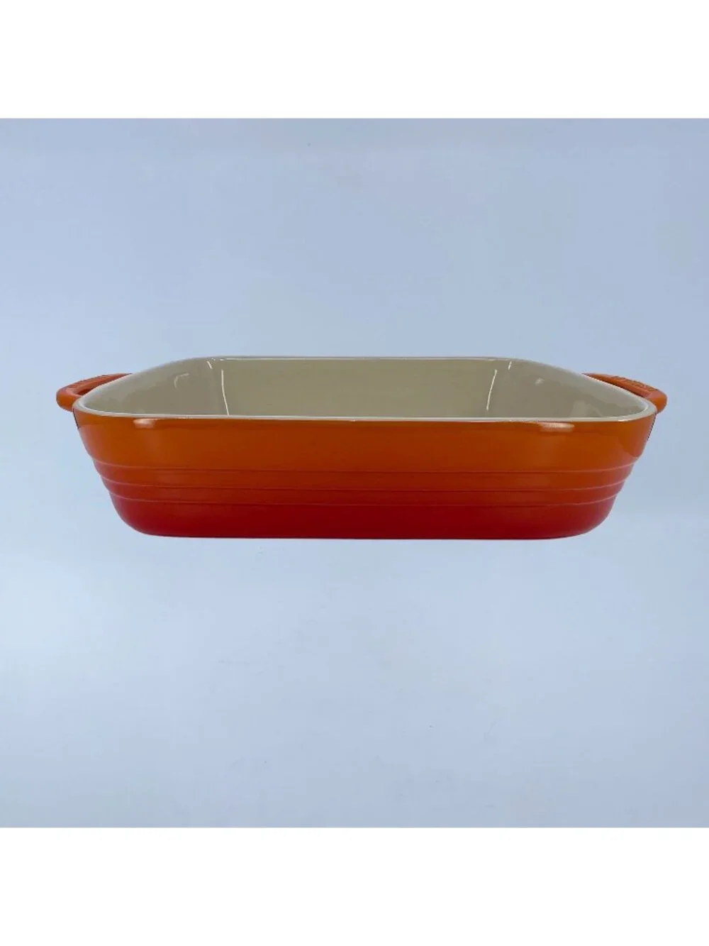 vintage le creuset rectangular baking dish with handles enameled cast iron
